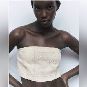 NWT ZARA TEXTURED STRAPLESS TOP CS